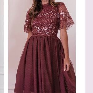 JessaKae Burgundy Sequin Formal Dress